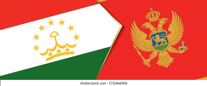 Tajikistan and Montenegro flags, two vector flags symbol of relationship or confrontation.