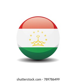 Tajikistan national circle button flag background texture. Vector illustration.