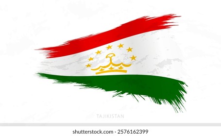 Tajikistan National Flag with Textured Brush Strokes. Artistic Brush Stroke Design.