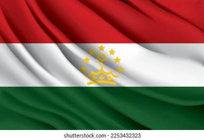 tajikistan national flag waving realistic vector illustration