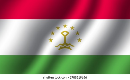tajikistan national wavy flag vector illustration. textile fabric close up mode
