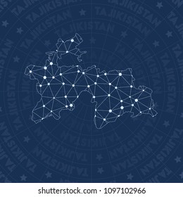 Tajikistan network style country map. Delightful space style, modern design for infographics or presentation.