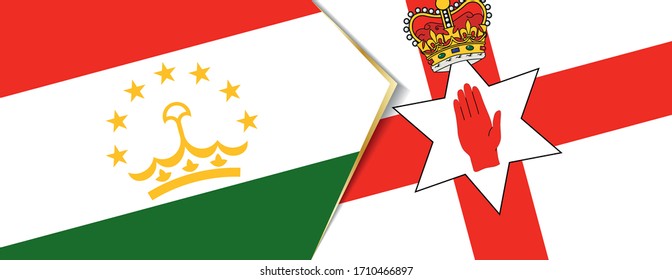 Tajikistan and Northern Ireland flags, two vector flags symbol of relationship or confrontation.