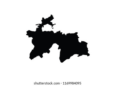 Tajikistan outline map state shape country borders