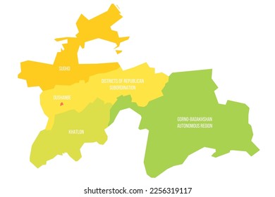 Tajikistan political map of administrative divisions