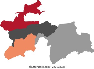 Tajikistan political map with pastel colors.