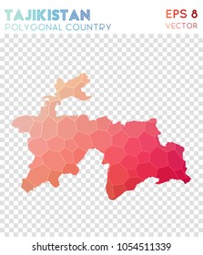 Tajikistan polygonal map, mosaic style country. Dramatic low poly style, modern design. Tajikistan polygonal map for infographics or presentation.