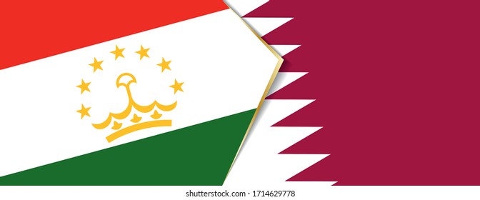 Tadschikistan und Katar-Flaggen, zwei Vektorillustrationen Flaggen Symbol für Beziehung oder Konfrontation.