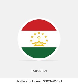 Tajikistan round flag icon with shadow.