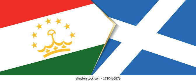 Banderas de Tayikistán y Escocia, dos banderas vectoriales símbolo de relación o confrontación.