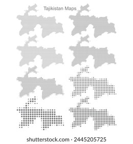 Tajikistan  Set of Dotted Map Vector Illustrator 