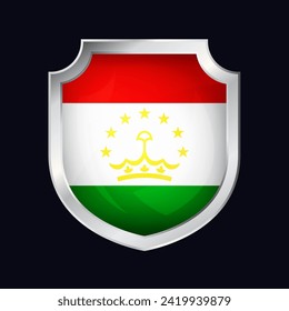 Tajikistan Silver Shield Flag Icon