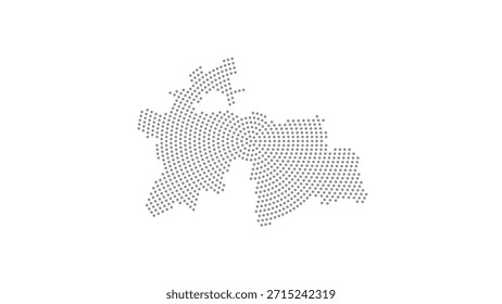 Tayikistán Mapa de puntos de semitono estilizado con patrón circular concéntrico