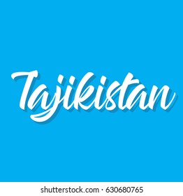 tajikistan, text design. Vector calligraphy. Typography poster. Usable as background.