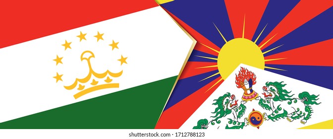Tajikistan and Tibet flags, two vector flags symbol of relationship or confrontation.