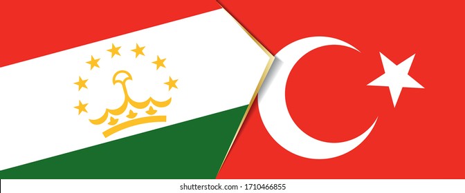 Banderas de Tayikistán y Turquía, dos banderas vectoriales símbolo de relación o confrontación.