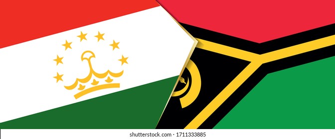 Tadschikistan und Vanuatu Flaggen, zwei Vektorillustrationen Flaggen Symbol für Beziehung oder Konfrontation.