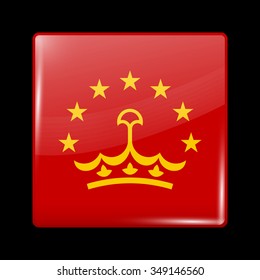 Tajikistan Variant Flag. Glassy Icon Square Shape. This is File from the Collection Flags of Asia