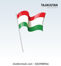 Tajikistan waving flag isolated on gray background