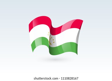 tajikistan waving flag vector icon, national symbol. Flag of , fluttered in the wind - vector illustration isolated on white background.