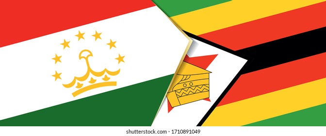 Tajikistan and Zimbabwe flags, two vector flags symbol of relationship or confrontation.