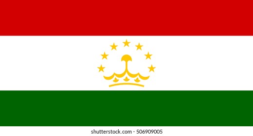 Tajikistani national official flag. Patriotic symbol, banner, element, background. Accurate dimensions. Flag of Tajikistan in correct size and colors, vector illustration