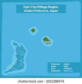 Tajiri City Village Region Osaka Prefecture Map, Japan