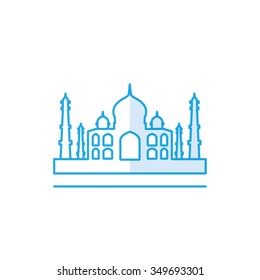 Tajmahal, Famous world landmark, india, vector flat icon illustration