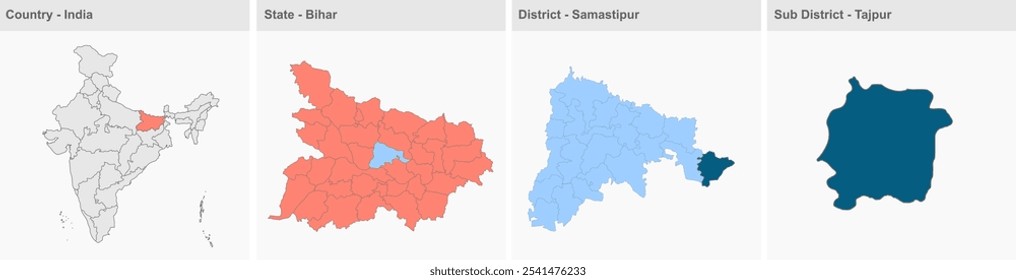 Karte von Tajpur (Bezirk Samastipur, Bundesstaat Bihar, Republik Indien), Bezirk Samastipur, Bundesstaat Bihar, Republik Indien, Regierung von Bihar, indisches Territorium, Ostindien, Politik, Dorf, Tourismus