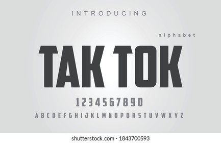 Tak Tok font. Elegant alphabet letters font and number. Classic Lettering Minimal Fashion Designs. Typography modern serif fonts regular uppercase and numbers. vector illustration