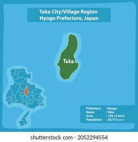 Taka City Village Region Hyogo Prefecture Map, Japan