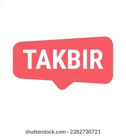 Takbir Allahu Akbar Red Vector Callout Banner with Call to Prayer for Ramadan
