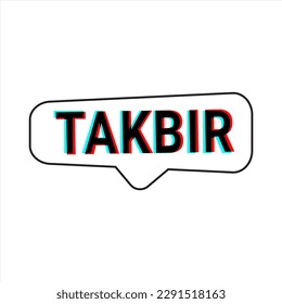 Takbir Allahu Akbar White Vector Callout Banner with Call to Prayer for Ramadan