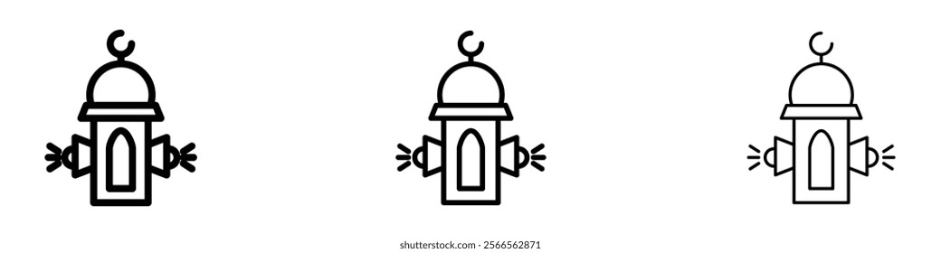 Takbir icon in tree different line stroke sizes.