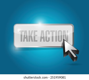 take action button illustration design over a blue background