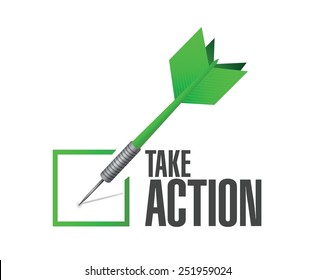 take action check dart sign illustration design over a white background