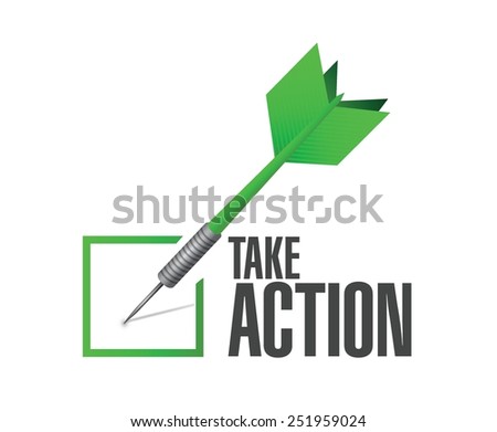take action check dart sign illustration design over a white background