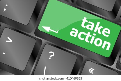 Take action key on a computer keyboard, business concept. Keyboard keys icon button vector