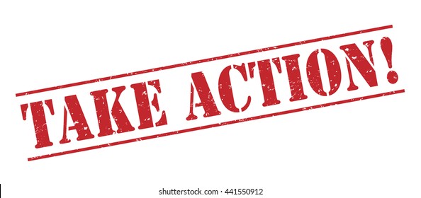 take action! vector stamp on white background