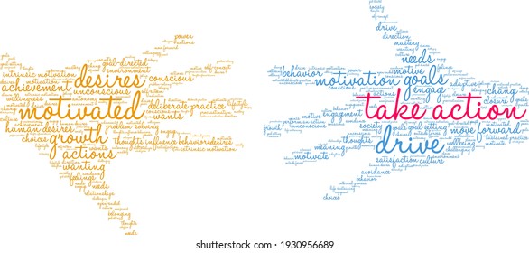 Take Action word cloud on a white background. 