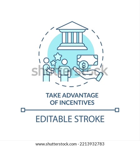 Take advantage of incentives turquoise concept icon. Choosing alternative power abstract idea thin line illustration. Isolated outline drawing. Editable stroke. Arial, Myriad Pro-Bold fonts used