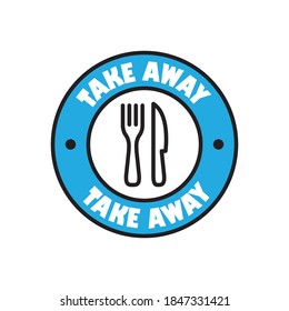 Take away badge. Vector linear illustration. Fast food icon.