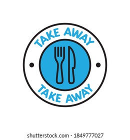 Take away badge. Vector linear illustration. Fast food icon.