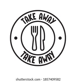 Take Away Badge. Vector Linear Illustration. Fast Food Icon.