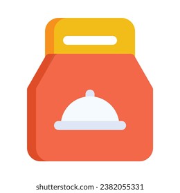 Take away bag in flat icon. Food delivery, food bag, food tray