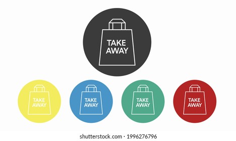Apaga El Juego De Icono De La Bolsa. El conjunto vectorisolado de diferentes colores se lleva las ilustraciones