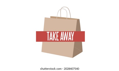 Take Away Bag Icon. Vector isolated illustration of a take away paper bag. Take Away Sign