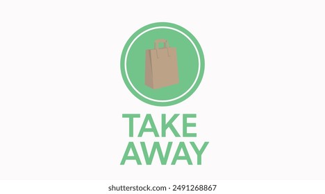 Take Away Bag Icon. Vector isolated illustration of a take away paper bag. Take Away Sign