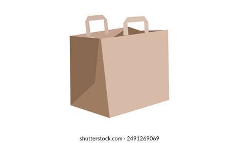 Icono de bolsa para llevar. Ilustración aislada de Vector de una bolsa de papel para llevar. Letrero para quitar