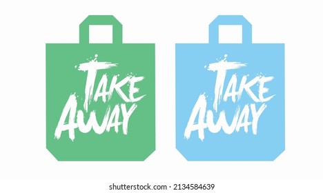 Take Away Bags Icon Set. Vector isolated flat editable illustration set